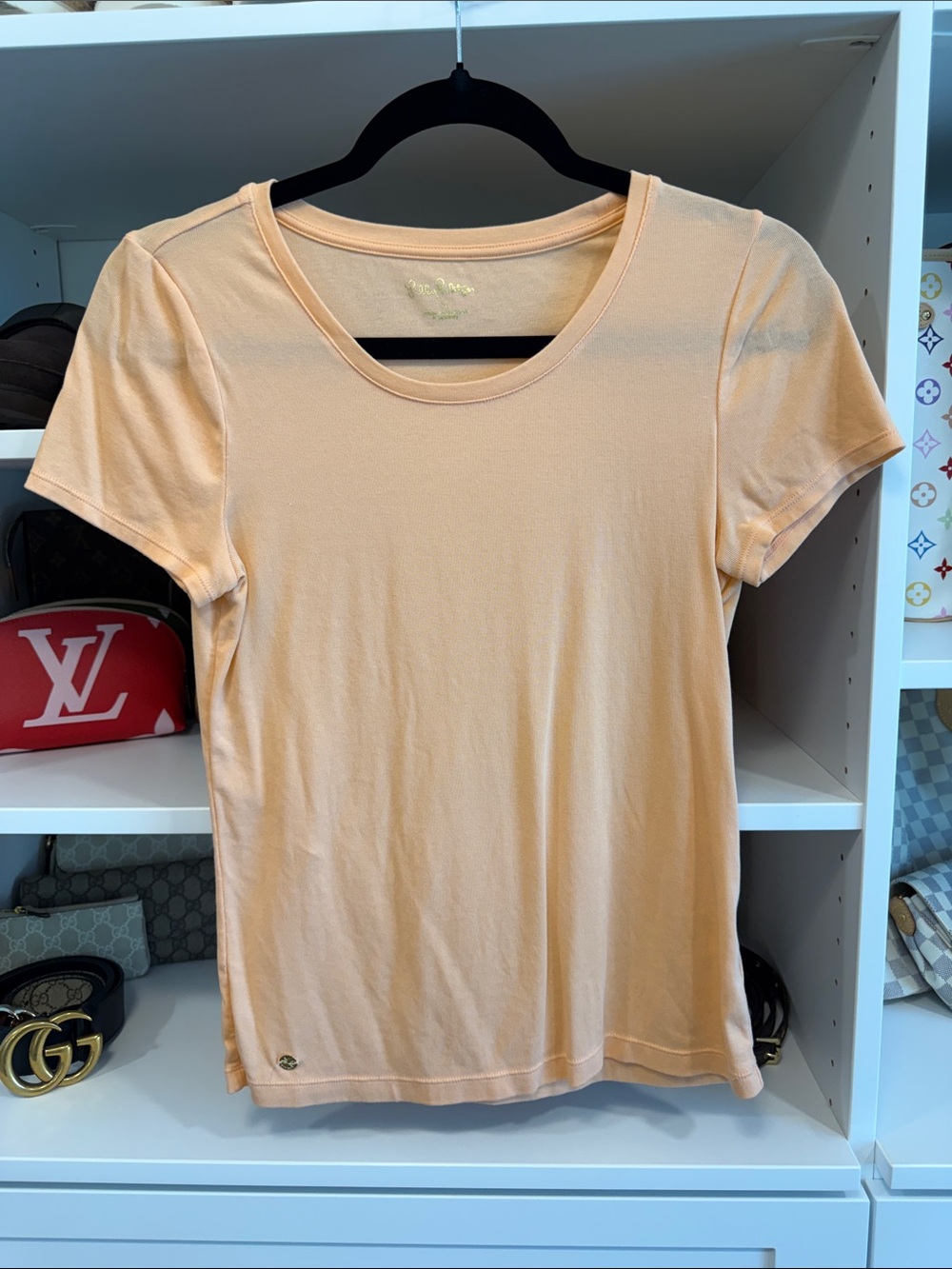 Lilly Pulitzer Peach Light Orange Short-Sleeve Cotton Tee Fitted